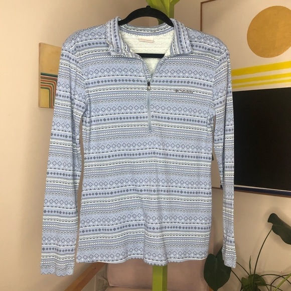 Columbia long sleeve 3/4 zip t-shirt blue geo M - Picture 1 of 6